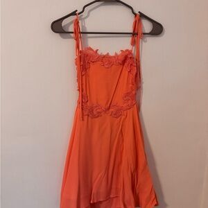 For Love And Lemons Orange Backless Dress